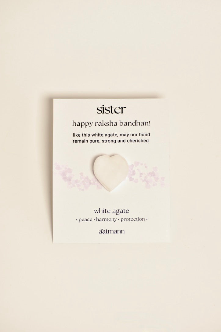White Agate Heart Crystal for Sister