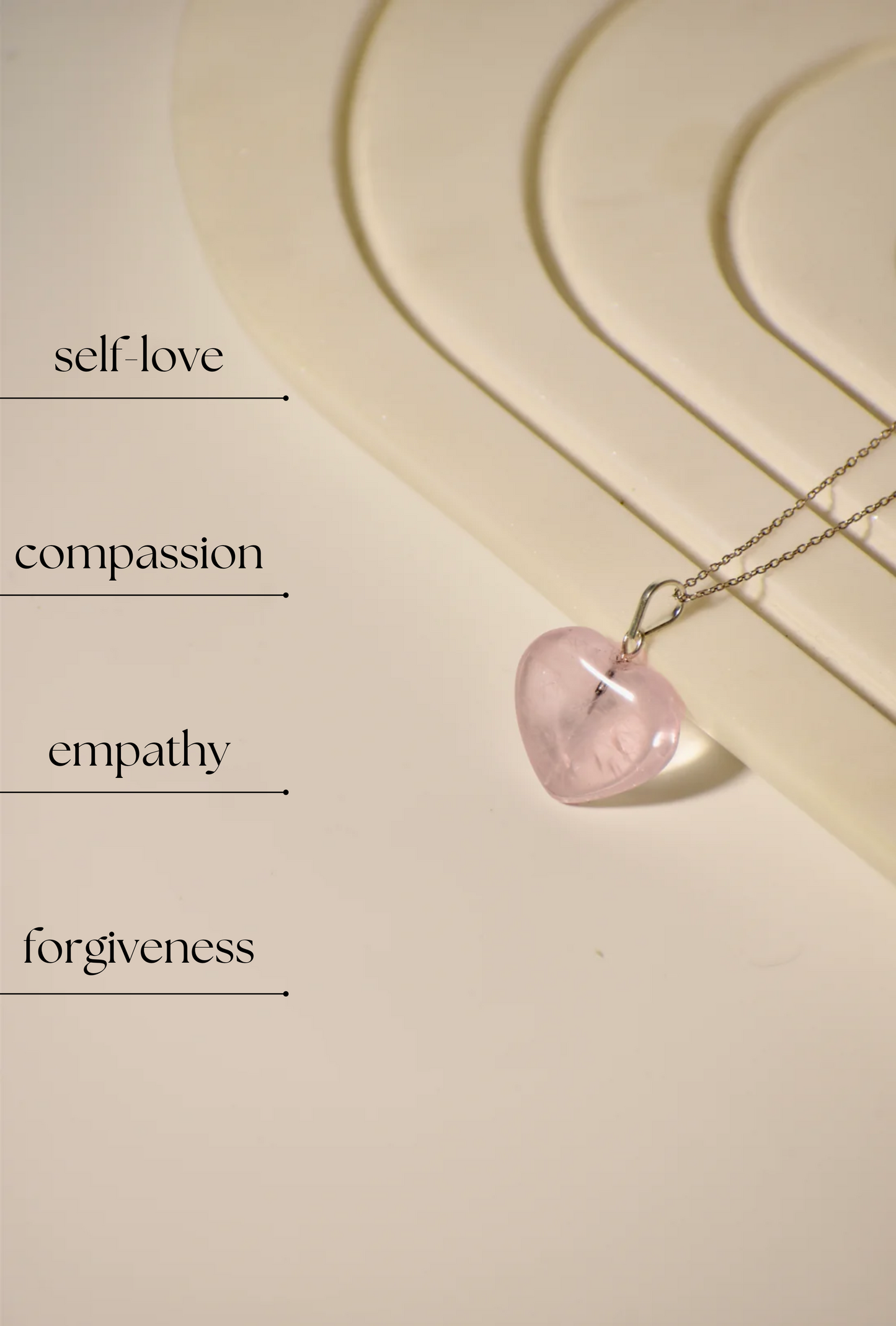 Rose Quartz Heart Chakra Heart Necklace