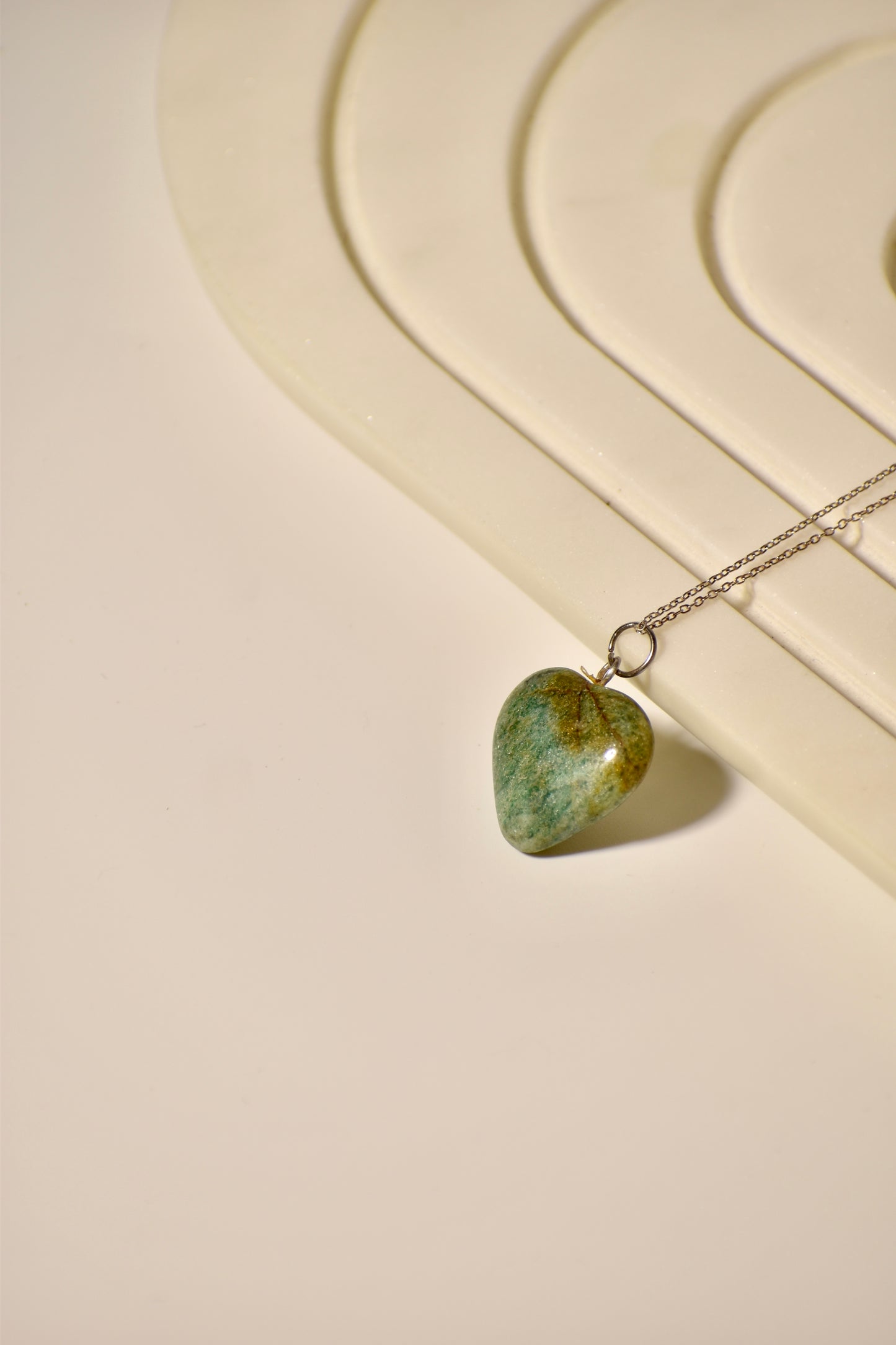 Green Aventurine Heart Chakra Heart Necklace