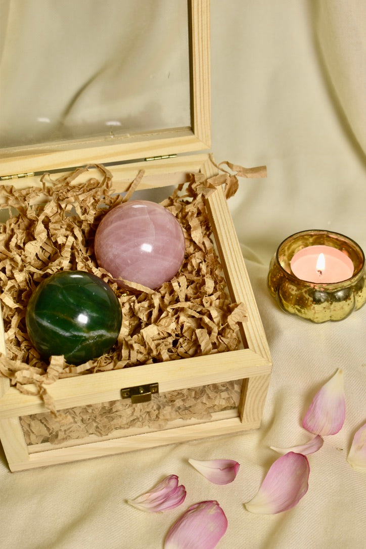 Green Aventurine & Rose Quartz Spheres