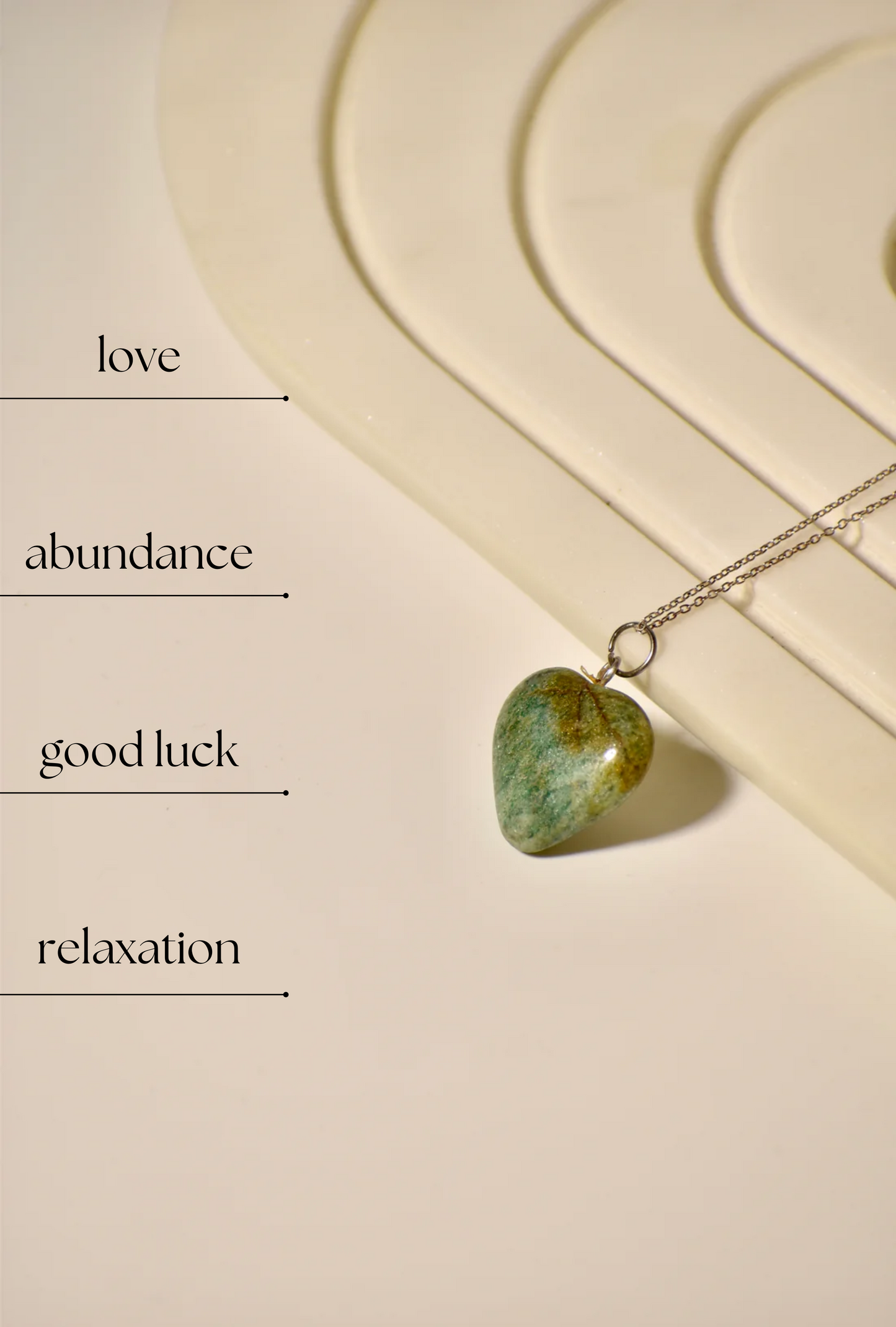 Green Aventurine Heart Chakra Heart Necklace