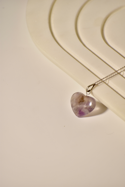 Amethyst Crown Chakra Heart Necklace