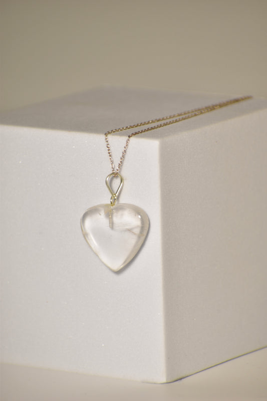 Clear Quartz Crown Chakra Heart Necklace