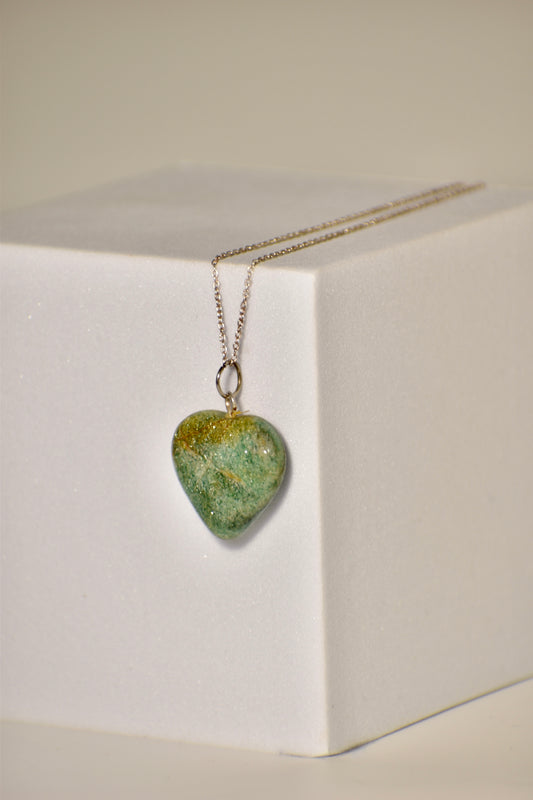 Green Aventurine Heart Chakra Heart Necklace