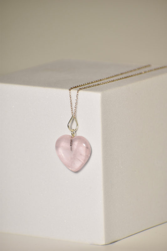 Rose Quartz Heart Chakra Heart Necklace