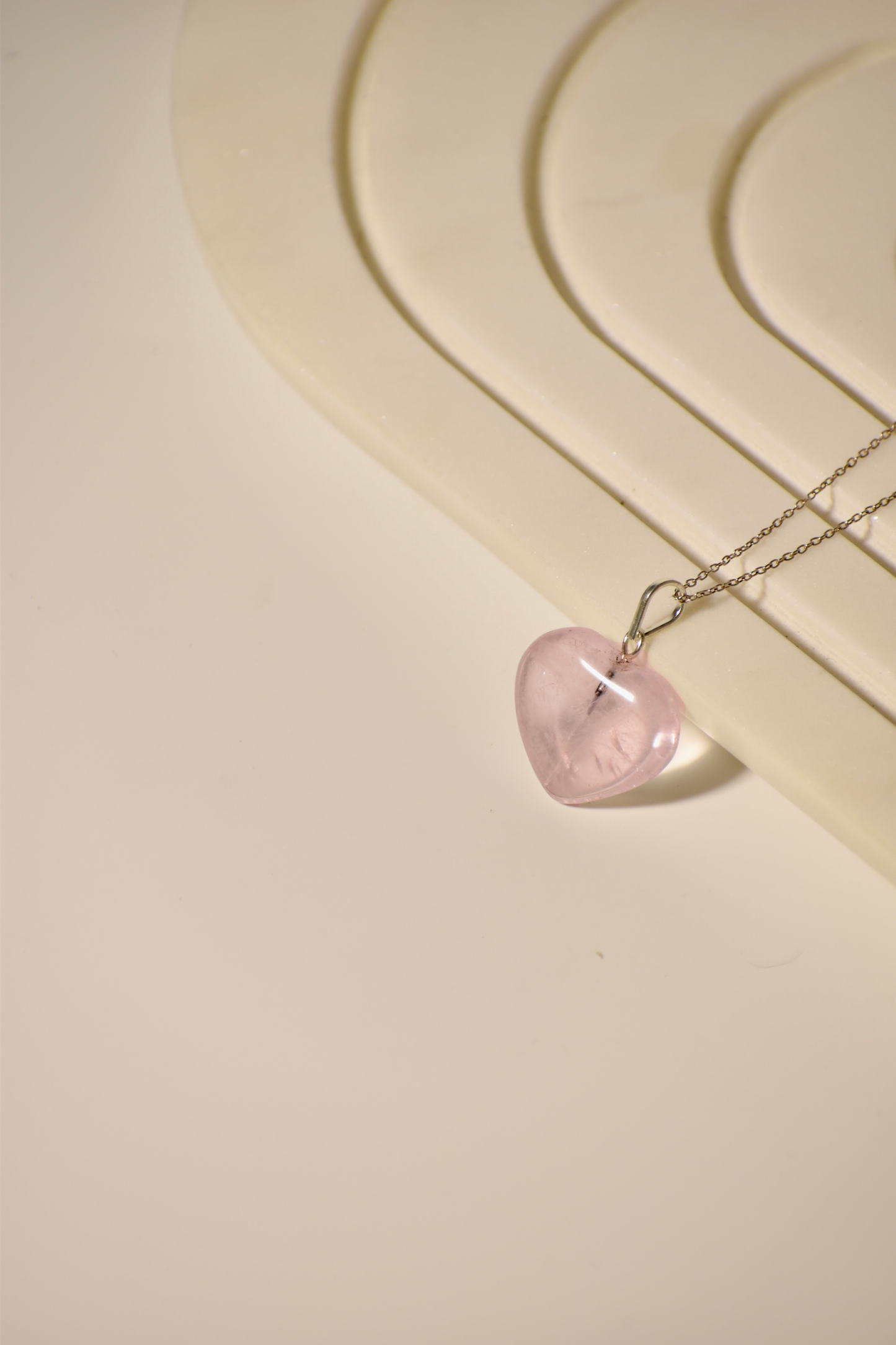 Rose Quartz Heart Chakra Heart Necklace