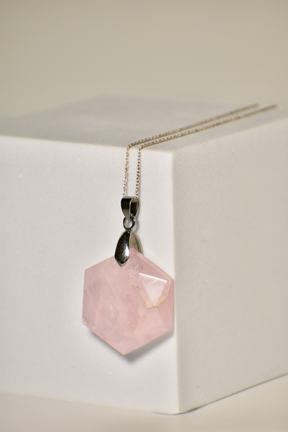 Rose Quartz Heart Chakra Star Necklace