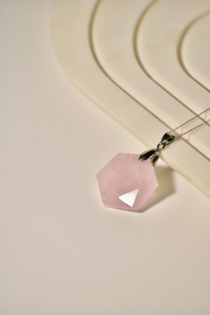 Rose Quartz Heart Chakra Star Necklace