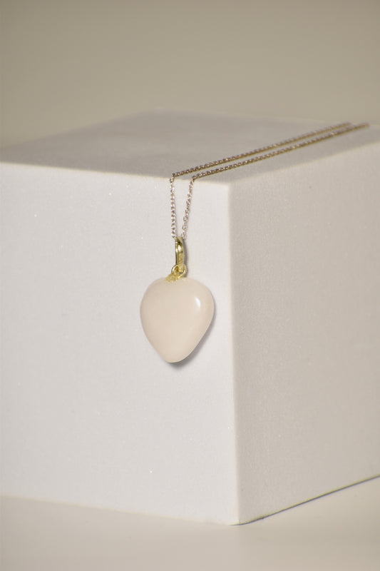 White Agate Heart Necklace