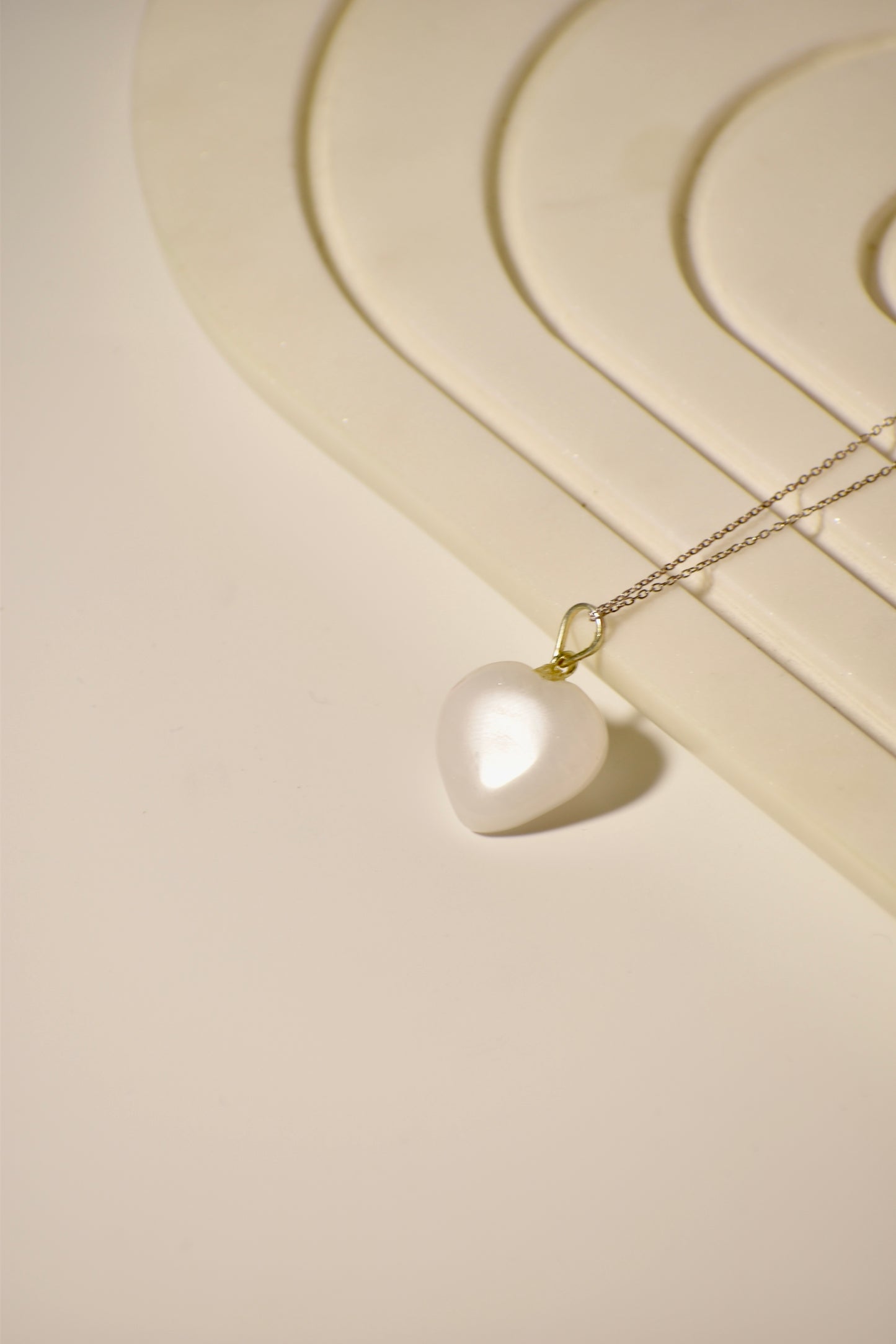 White Agate Heart Necklace